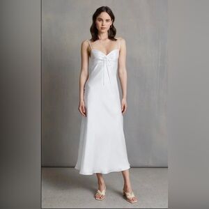 Bec & Bridge White Satin Slip Dress with Sweetheart Neckline